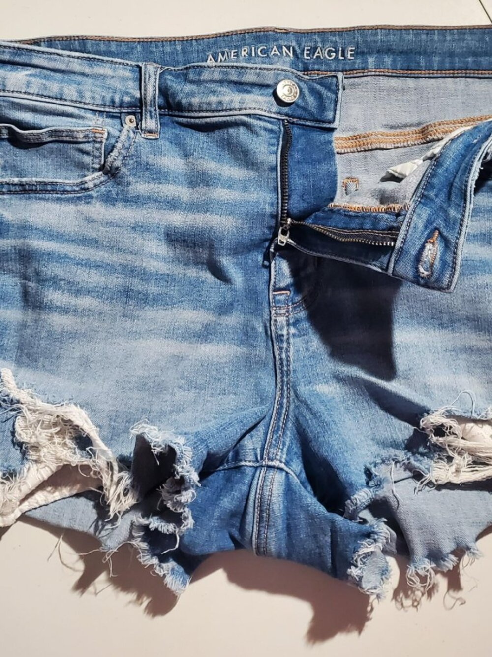 American Eagle High-Rise Shortie Festival Denim Shorts Sz 16 - Picture 10 of 16